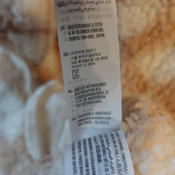 Hollister Sweater XS Tan Cream Argyle Sherpa Fleece Quarter Zip Cozy Sweatshirt - Picture 8 of 10